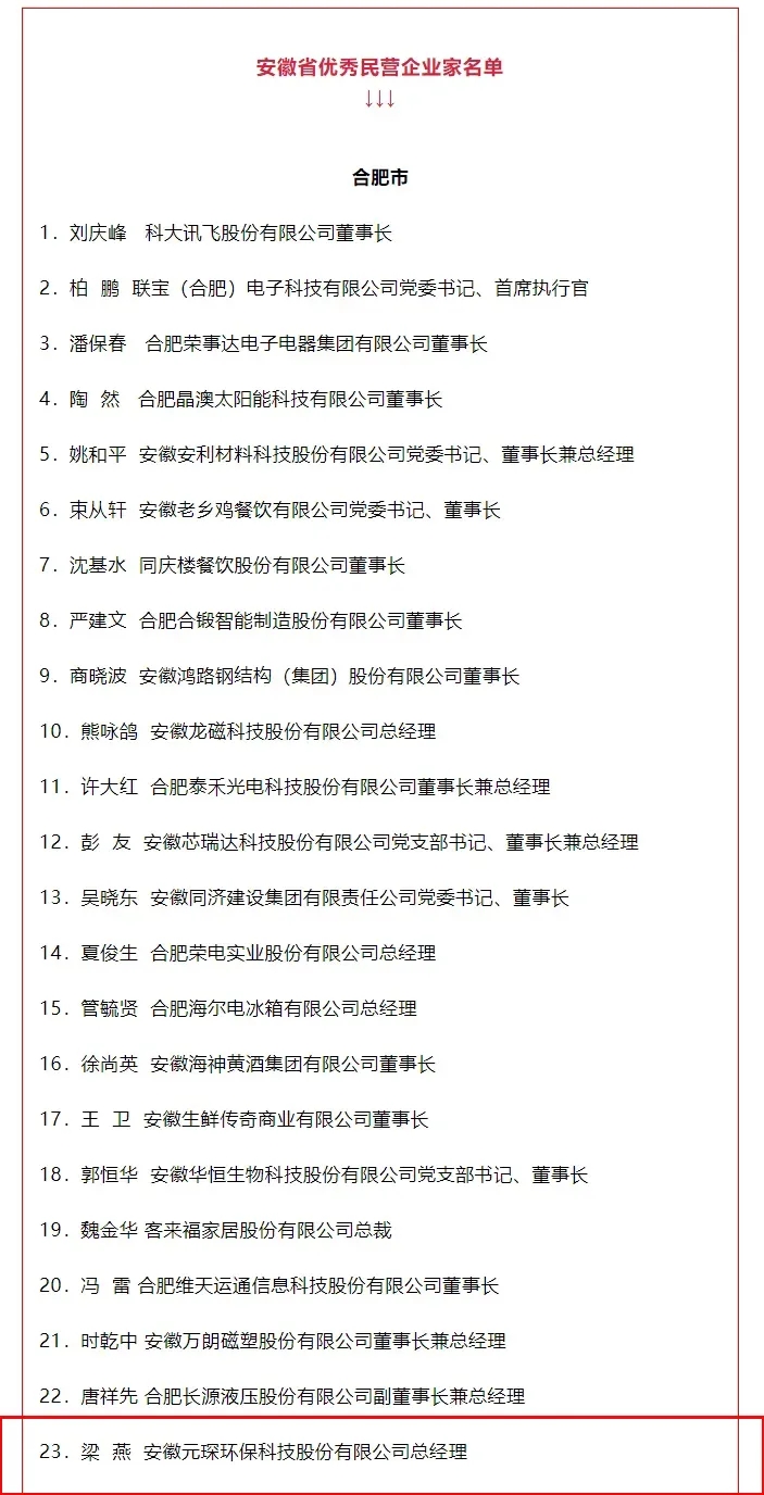 喜訊！元琛科技總經(jīng)理梁燕被授予“安徽省優(yōu)秀民營企業(yè)家”稱號